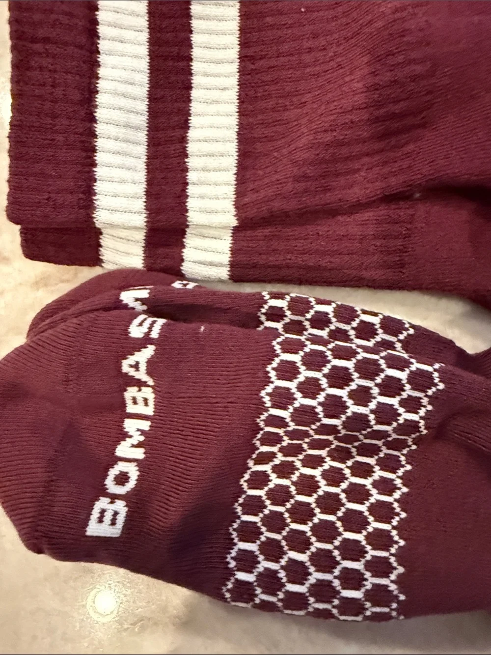 Bombas Maroon Crew Socks  New